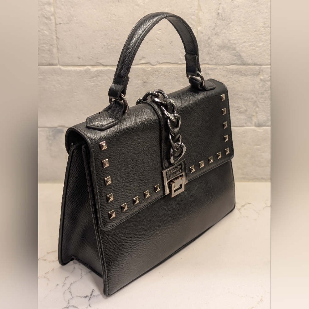 Badgley Mischka Black Studded Shoulder Bag - Picture 3 of 11